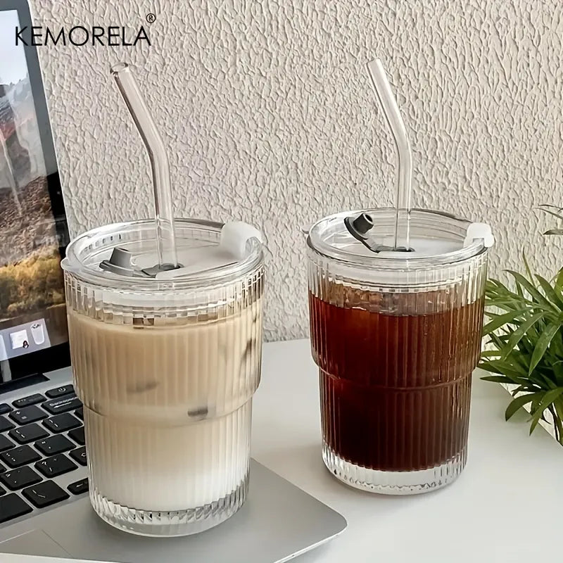 Tasse en verre à rayures de 450ml