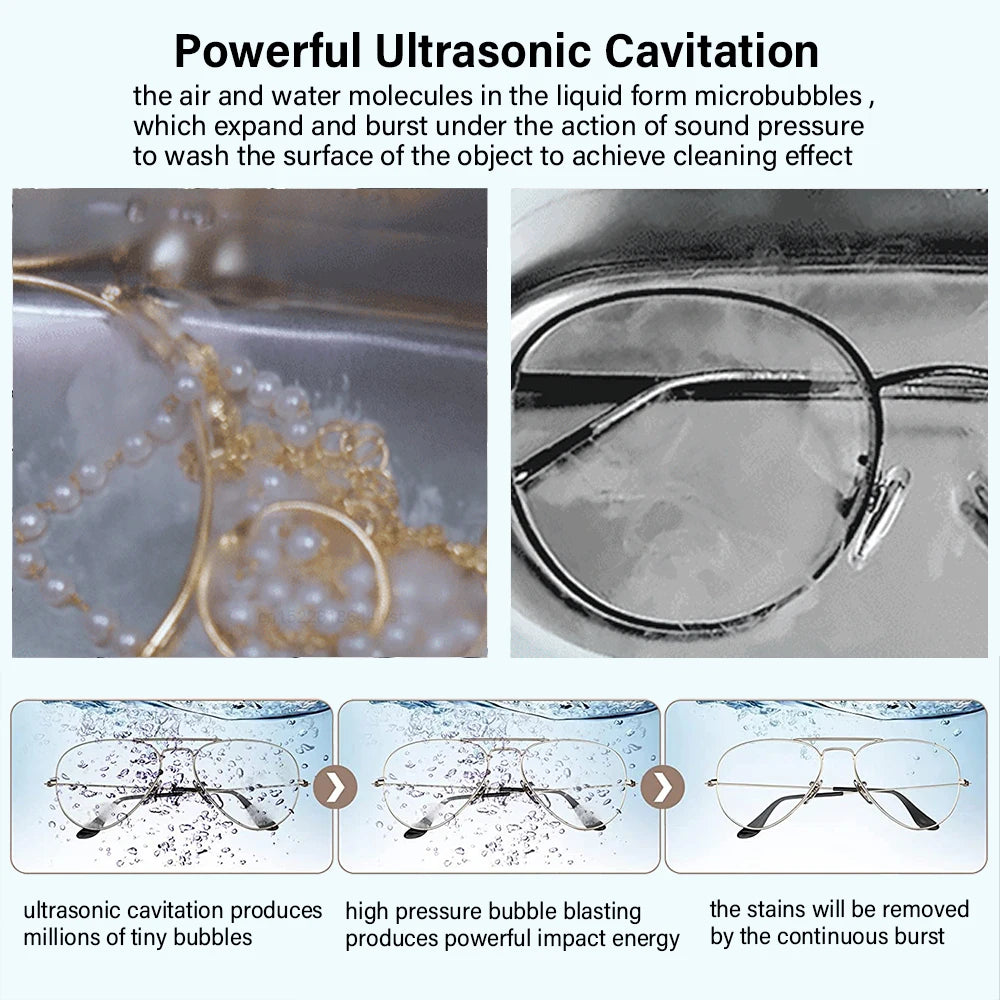 Nettoyeur Ultra sonique pour lunettes, bijoux